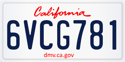 CA license plate 6VCG781
