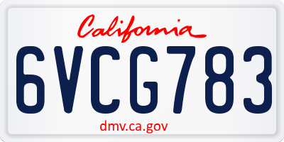 CA license plate 6VCG783