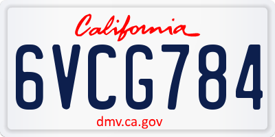 CA license plate 6VCG784