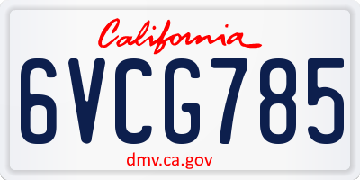 CA license plate 6VCG785
