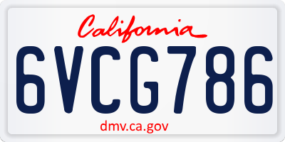 CA license plate 6VCG786
