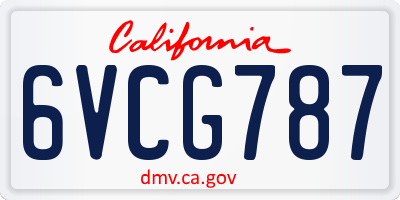 CA license plate 6VCG787