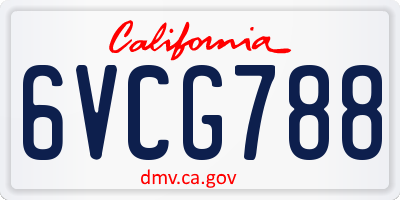 CA license plate 6VCG788