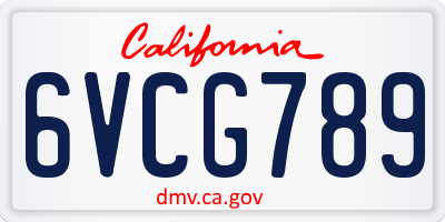 CA license plate 6VCG789