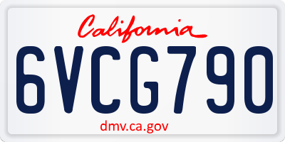 CA license plate 6VCG790