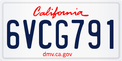 CA license plate 6VCG791