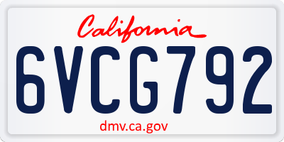CA license plate 6VCG792