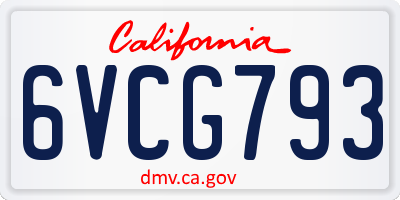 CA license plate 6VCG793
