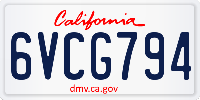 CA license plate 6VCG794
