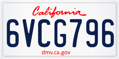 CA license plate 6VCG796