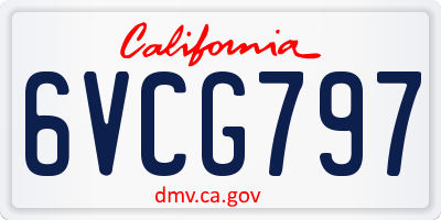 CA license plate 6VCG797