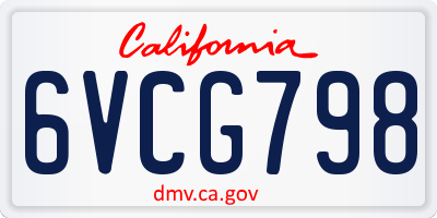 CA license plate 6VCG798
