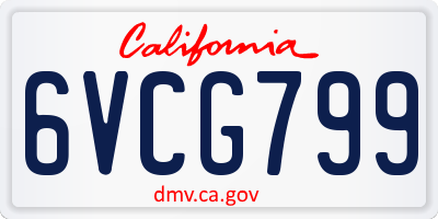 CA license plate 6VCG799