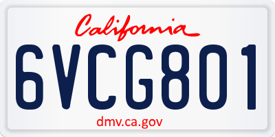 CA license plate 6VCG801