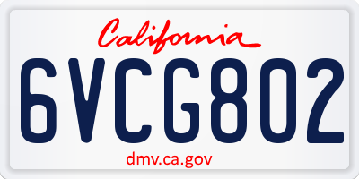 CA license plate 6VCG802