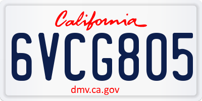 CA license plate 6VCG805