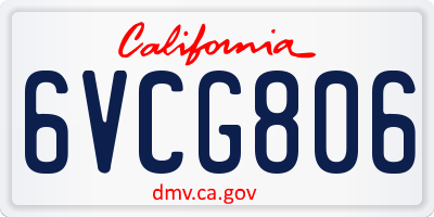 CA license plate 6VCG806