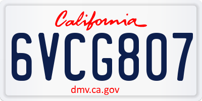 CA license plate 6VCG807