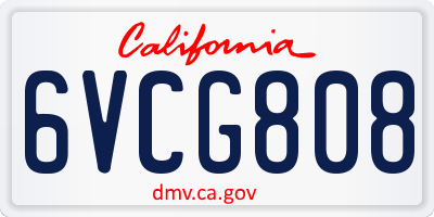 CA license plate 6VCG808