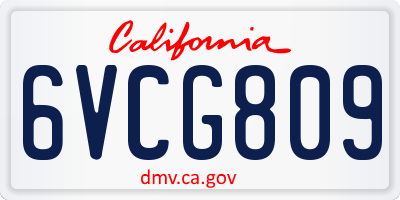 CA license plate 6VCG809