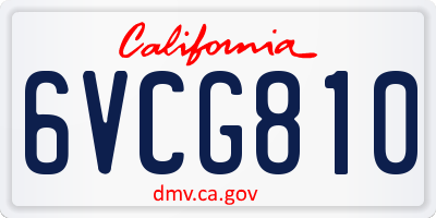 CA license plate 6VCG810