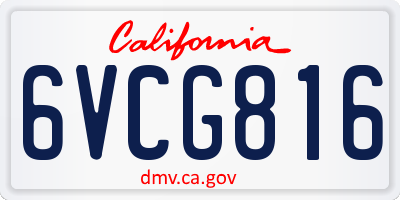 CA license plate 6VCG816