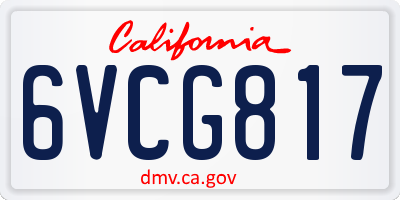 CA license plate 6VCG817