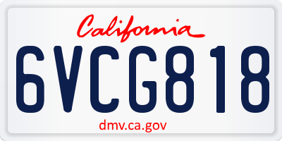 CA license plate 6VCG818