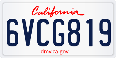 CA license plate 6VCG819