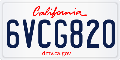 CA license plate 6VCG820
