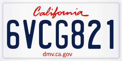 CA license plate 6VCG821