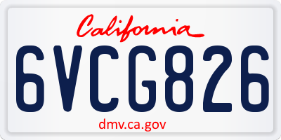 CA license plate 6VCG826
