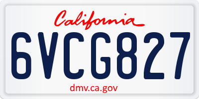 CA license plate 6VCG827