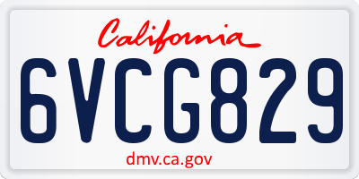 CA license plate 6VCG829