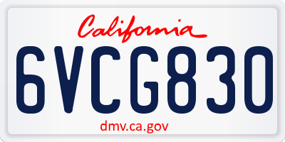 CA license plate 6VCG830