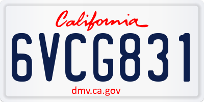 CA license plate 6VCG831