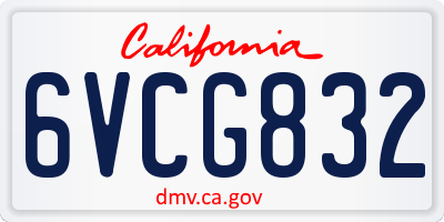 CA license plate 6VCG832