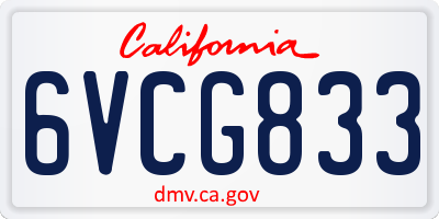 CA license plate 6VCG833