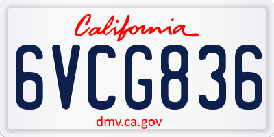 CA license plate 6VCG836
