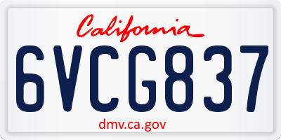 CA license plate 6VCG837
