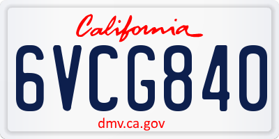 CA license plate 6VCG840