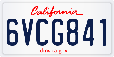 CA license plate 6VCG841