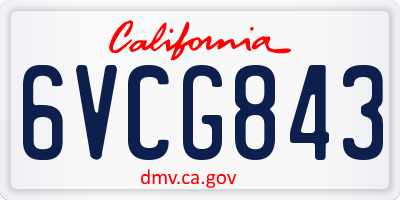 CA license plate 6VCG843