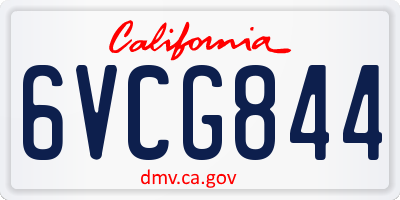 CA license plate 6VCG844