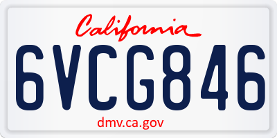 CA license plate 6VCG846
