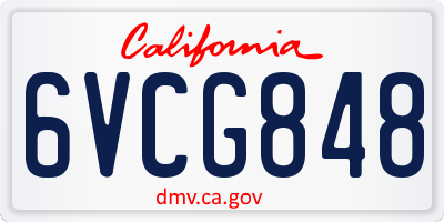 CA license plate 6VCG848