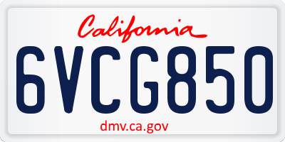 CA license plate 6VCG850
