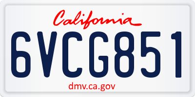CA license plate 6VCG851
