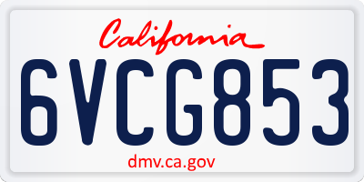 CA license plate 6VCG853