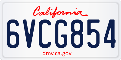 CA license plate 6VCG854